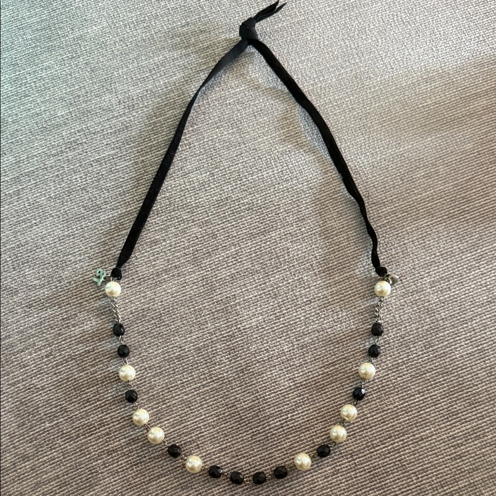 Twin-Set Black and Cream Beaded Necklace